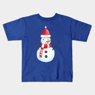 Snowman with santa hat Kids T-Shirt